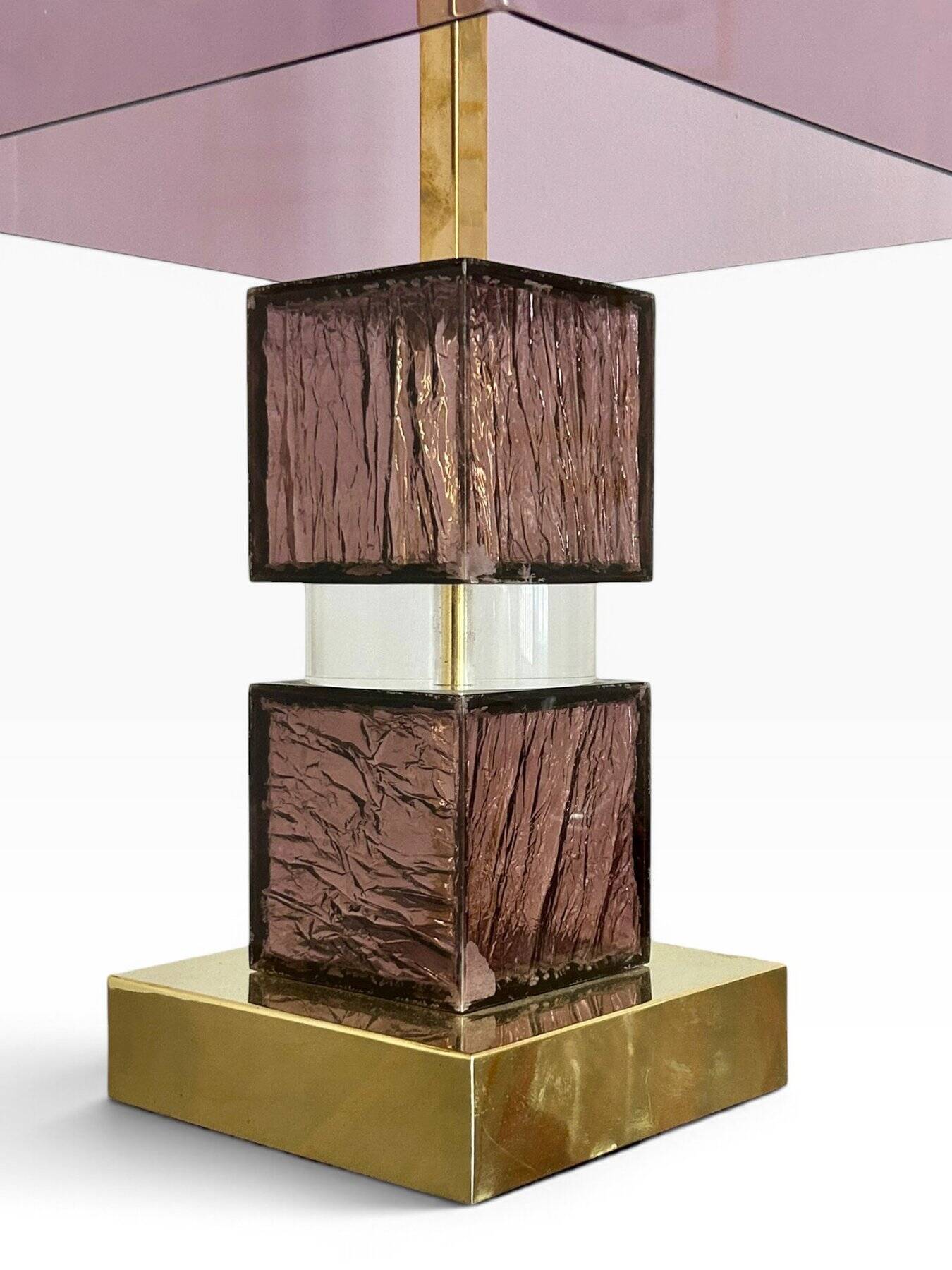 Lampe Attr. à Romeo Rega en lucite et laiton, 1970