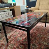 Vintage 1970s coffee table in Valauris style