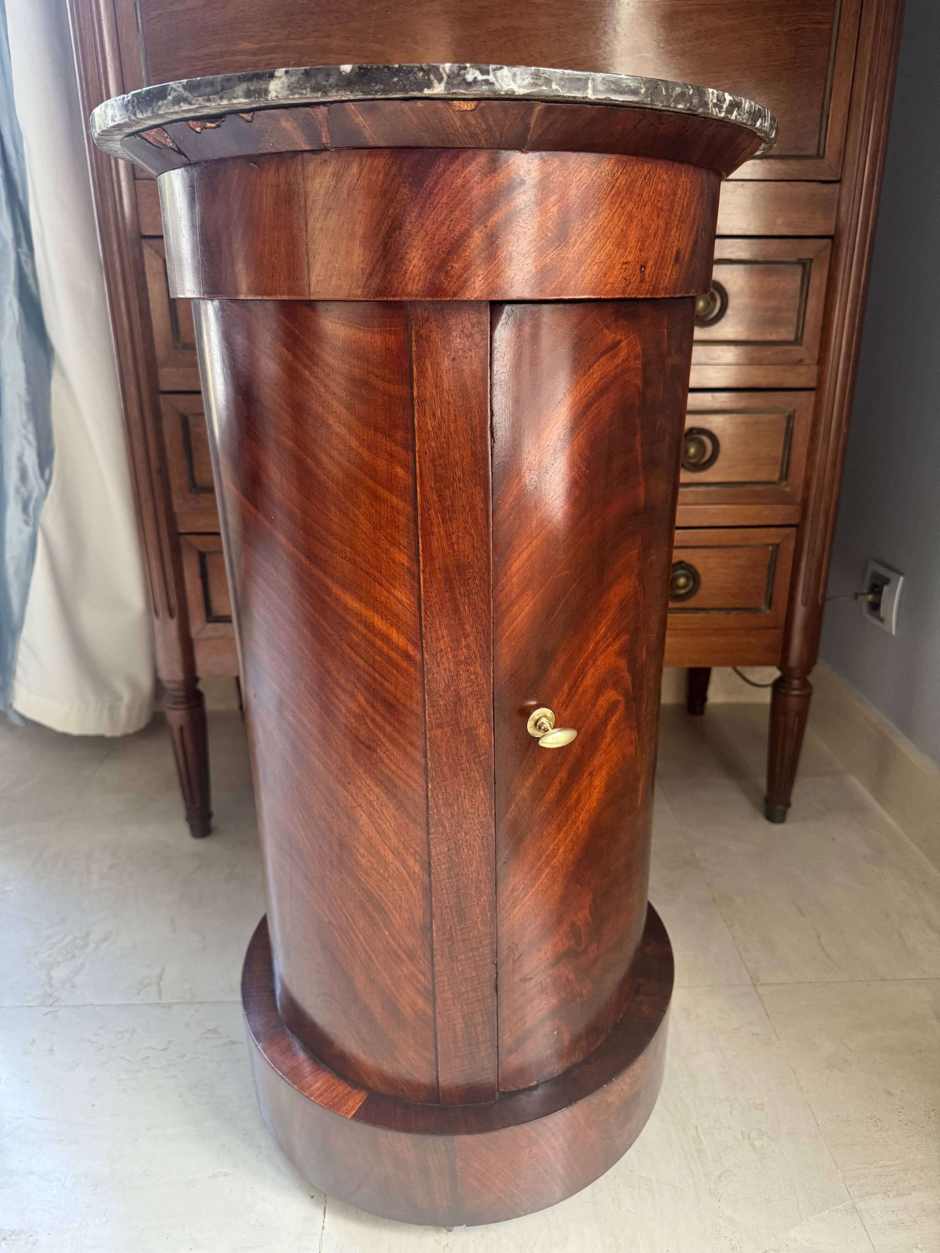 Somno Epoque Empire - Beautiful flamed mahogany - Original grey Sainte-Anne marble