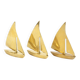 Three Vintage Sailboat Figurines Brass Minimalist Boat Sixties 11cm