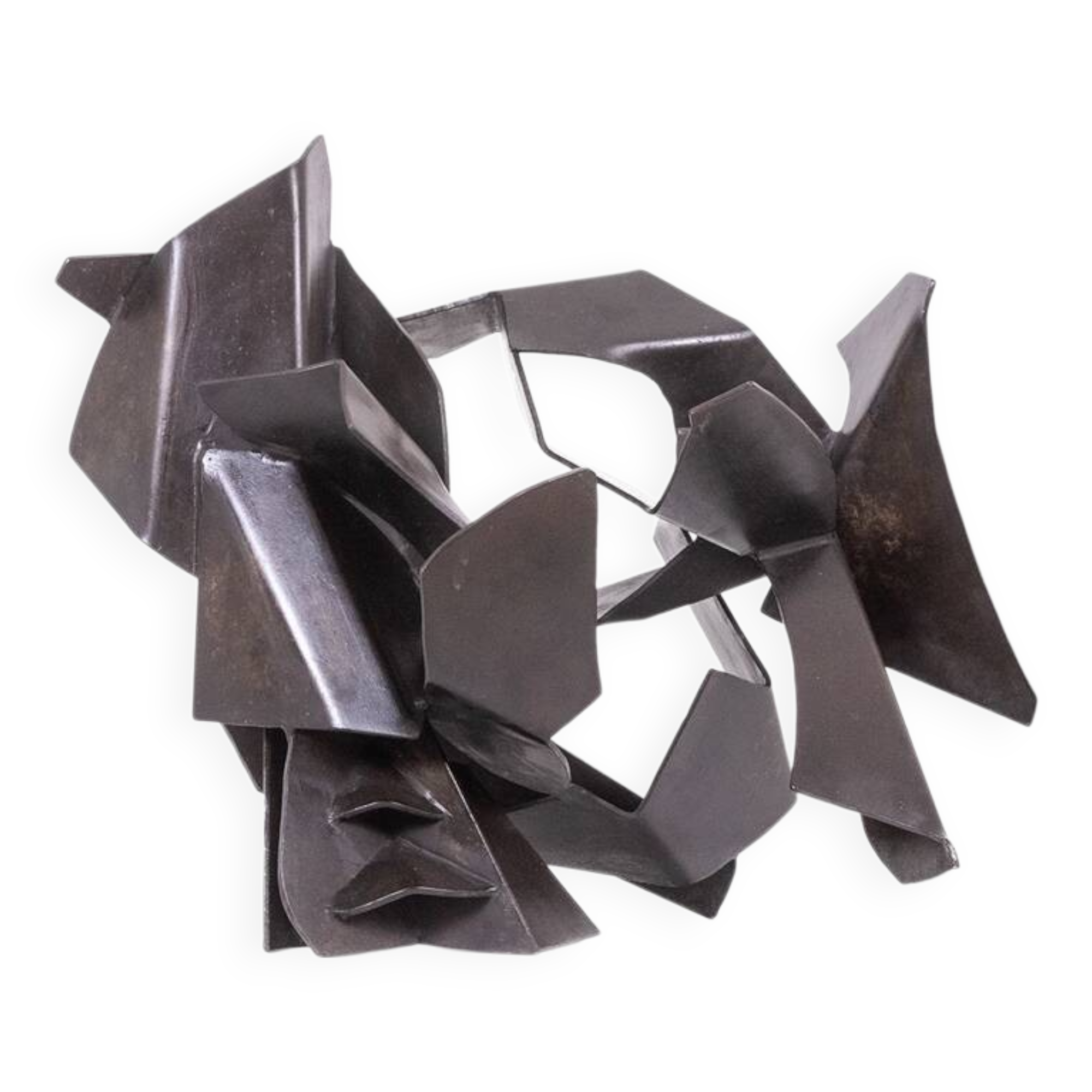 Jean Campa. Sculpture in cut patinated iron. 1980s.