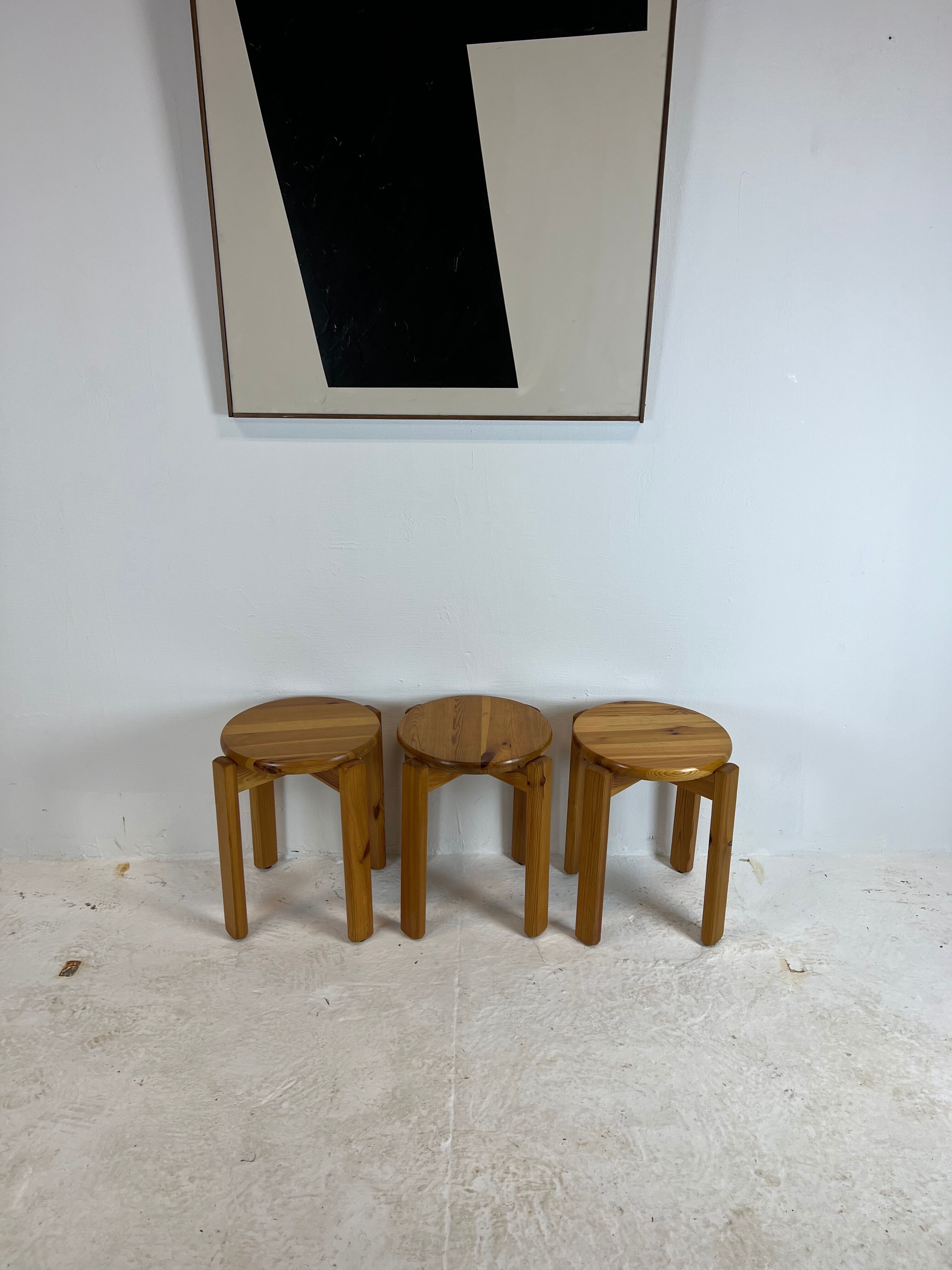 Mid-century stool trio, 1970