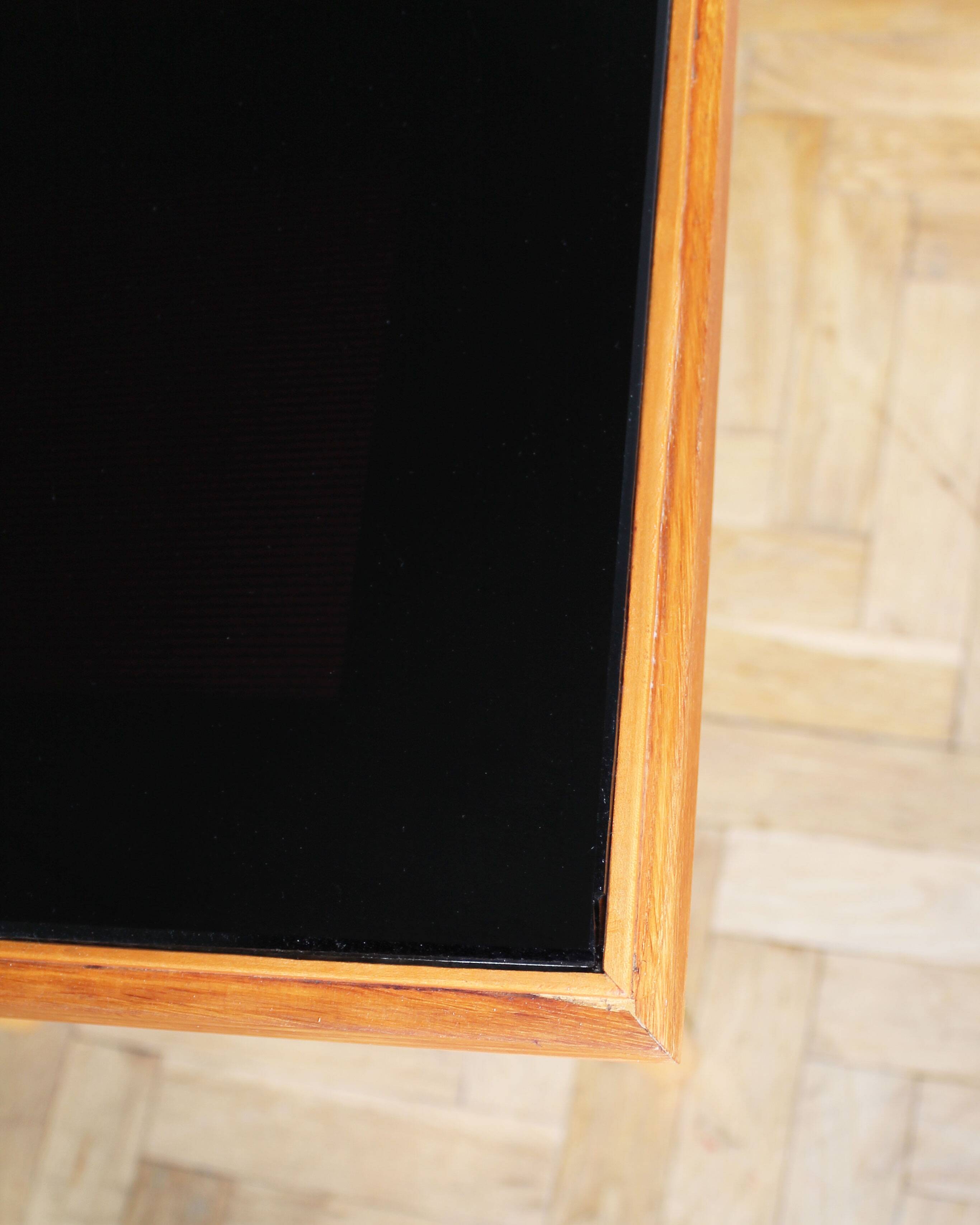 1960's Long Coffee Table with Black Opaxite Glass