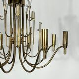 Vintage brass and glass Stilkronen chandelier, Italy 1970s