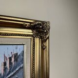 Bernard: oil on canvas view of the Eiffel Tower in Paris around 1970