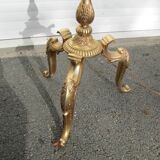 Lampadaire vintage en bronze , laiton et onyx, trépied