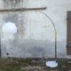 Chrome arc floor lamp with white globe, Space Age style from the 70s, BVH edition.