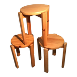 Set de trois tabourets rond en bois