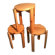 Set de trois tabourets rond en bois