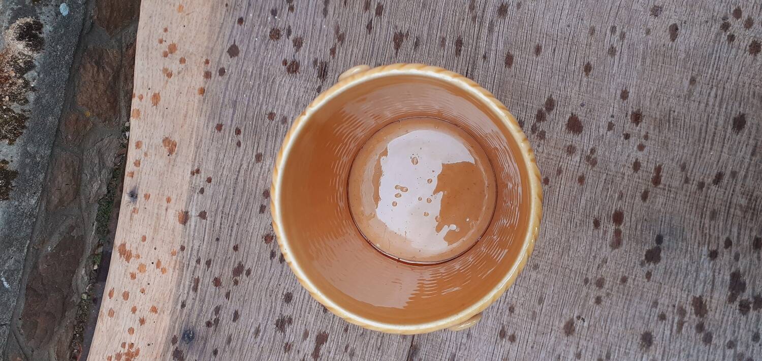 1950s Gien earthenware planter in a basket shape