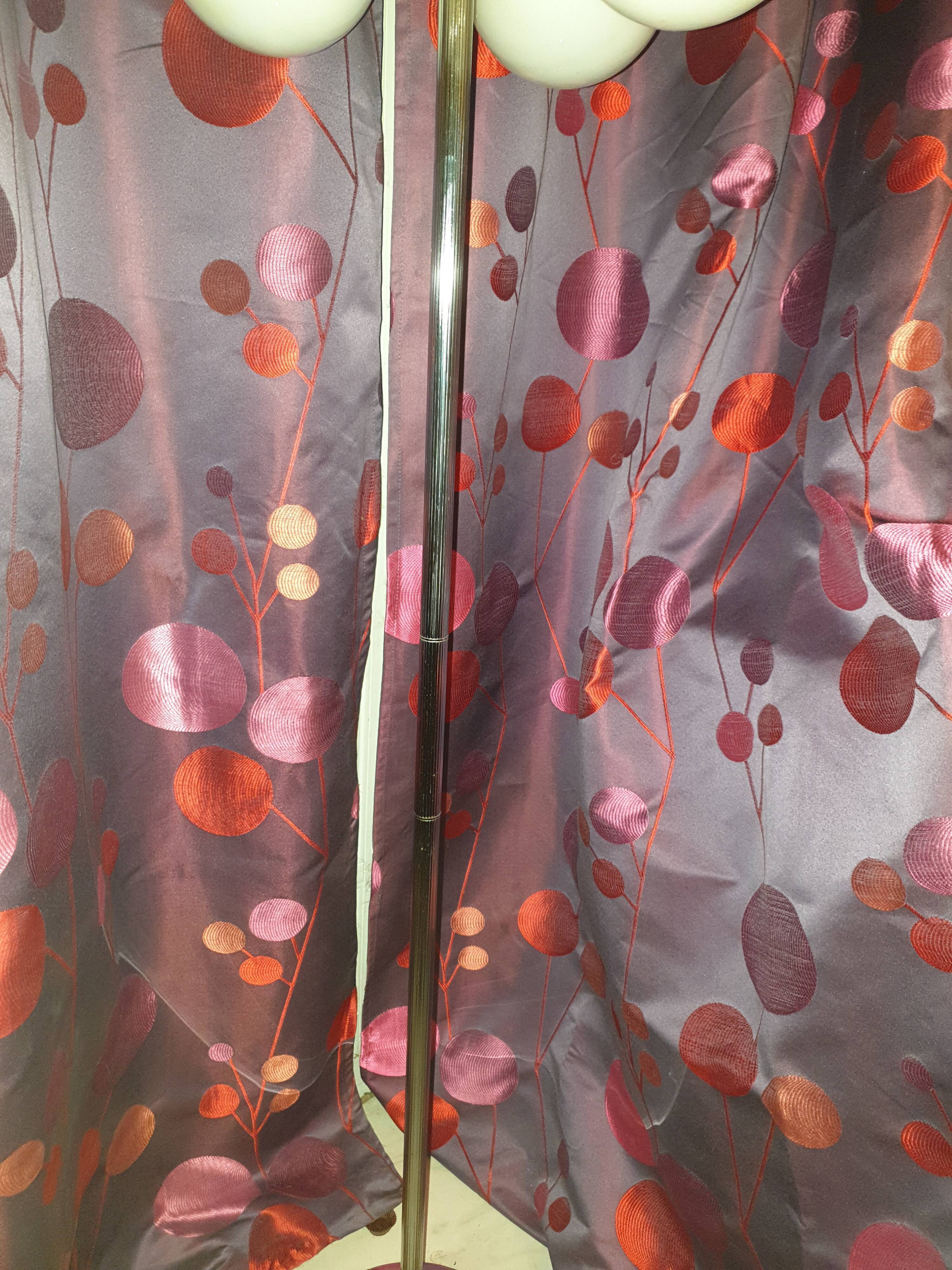 Lampadaire spoutnik à 9 feux chrome et opaline  space age année 70