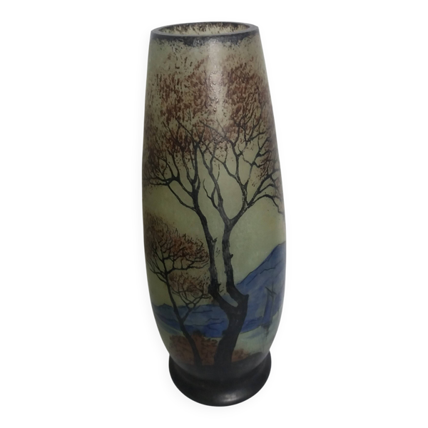 Vase au décor peint signé Jem Joseph Mure