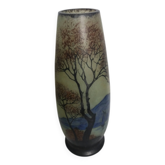 Vase au décor peint signé Jem Joseph Mure