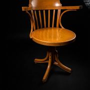 Swivel office chair in curved wood, 1950s