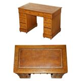 Victorian oak desk with hand-dyed leather.