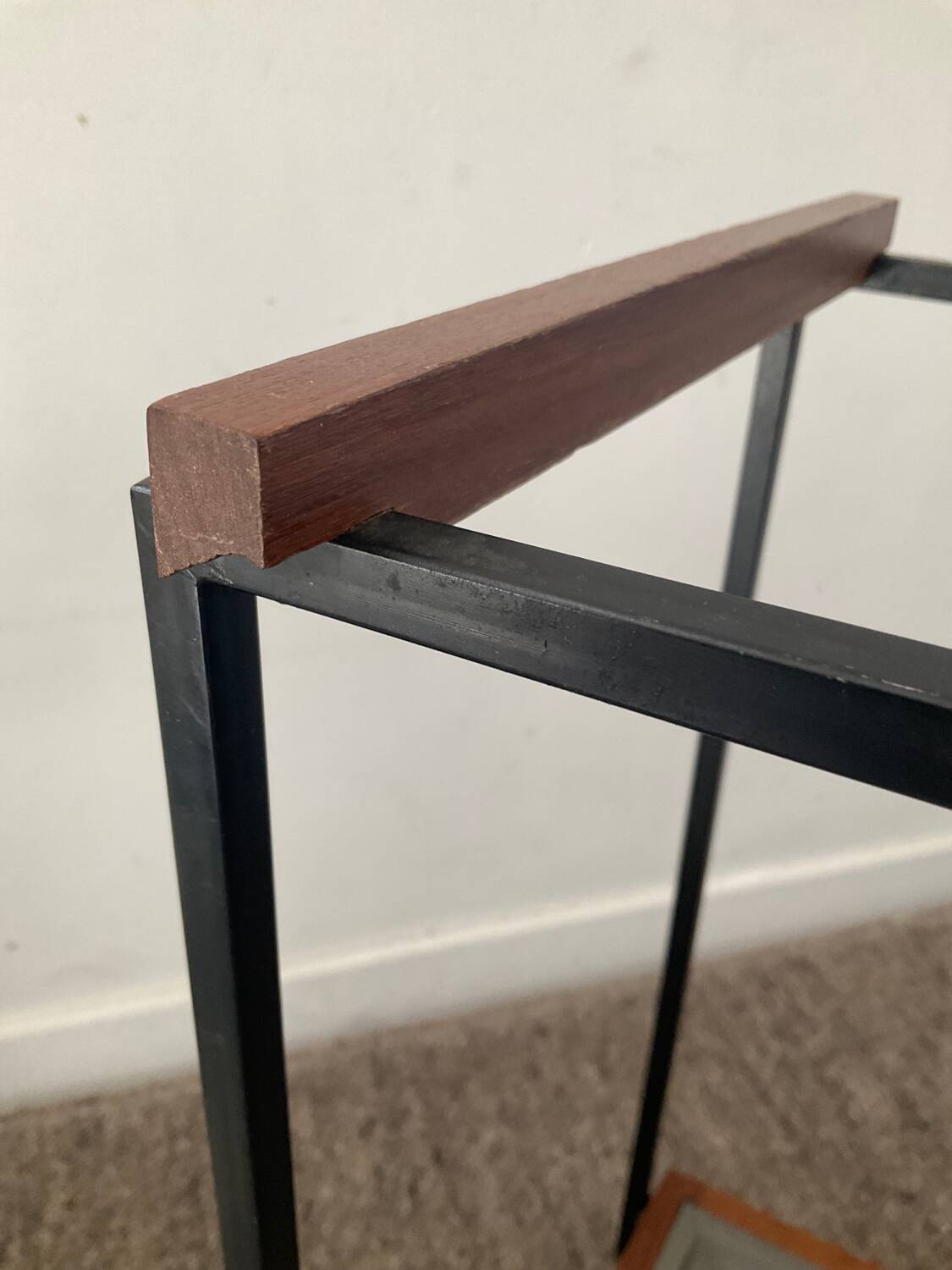 Vintage teak and metal umbrella stand