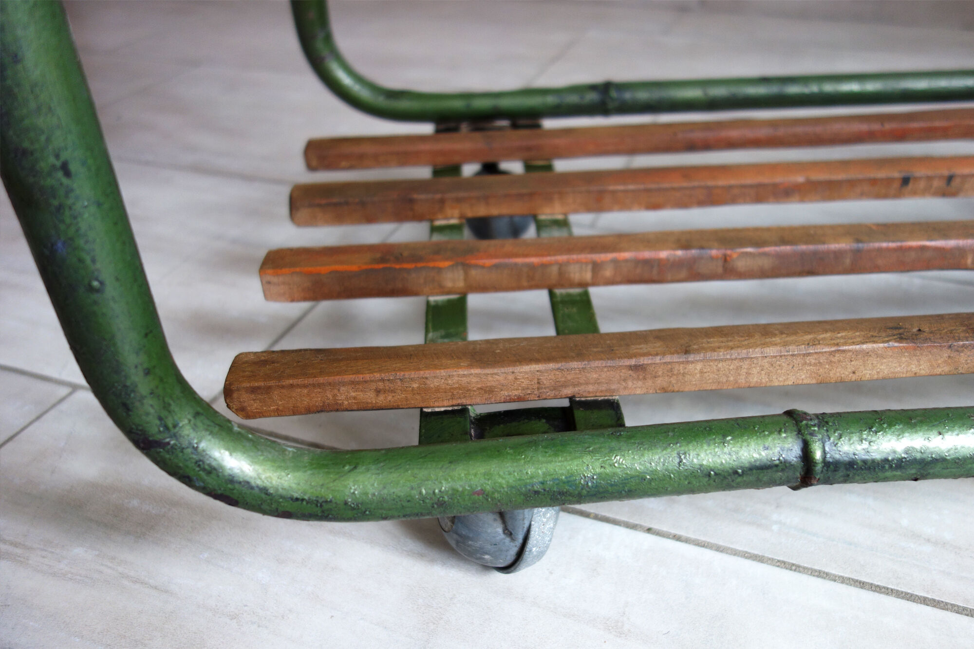 Industrial floor, vintage wheeled
