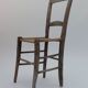 Antique wooden patinated travail populaire rope seat chair