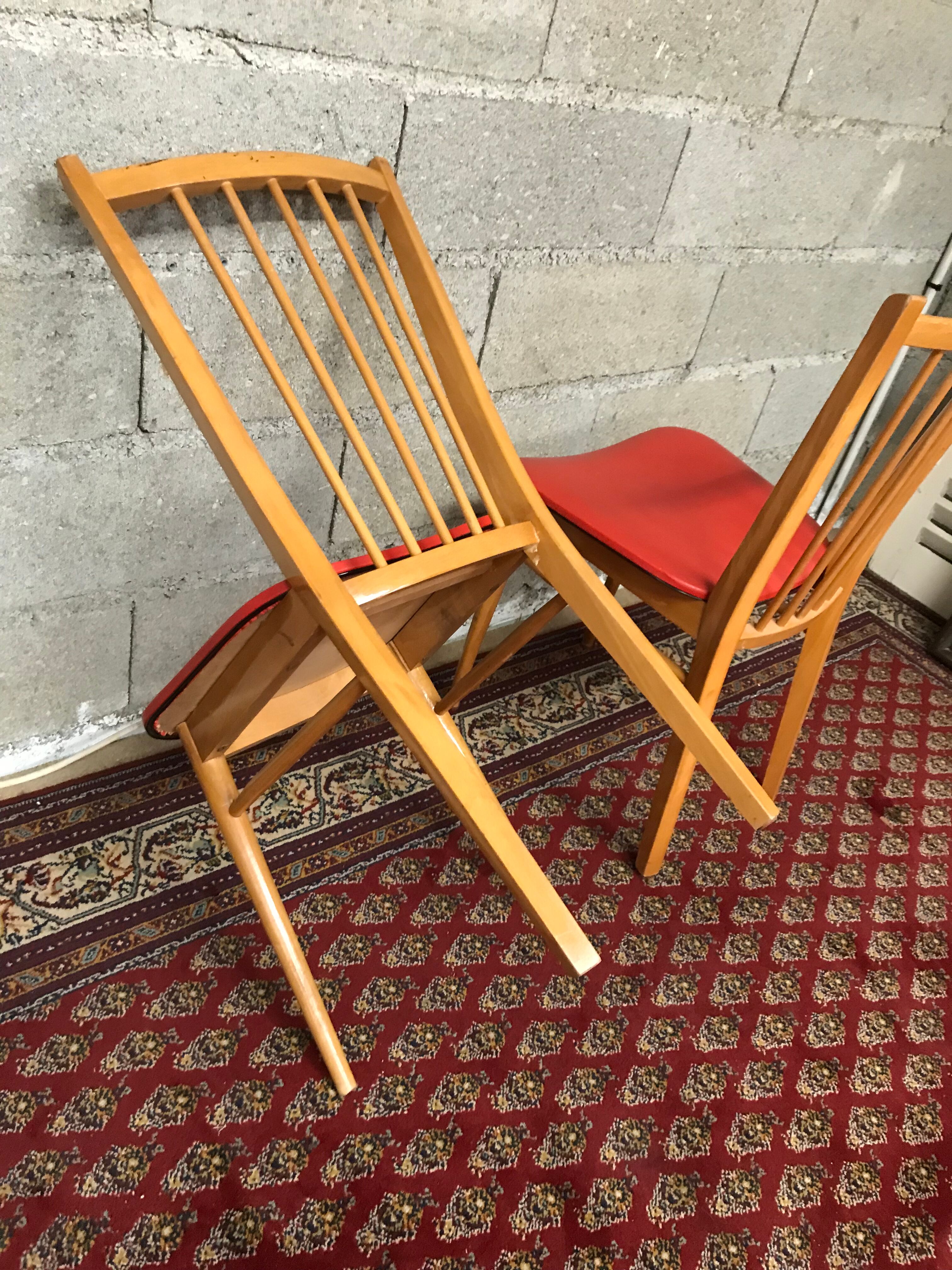 Pair of bistro chair Skaï red ep 60