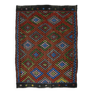 Turkish Kilim Yoruk Vintage 218x283 cm Geometric Multicoloured