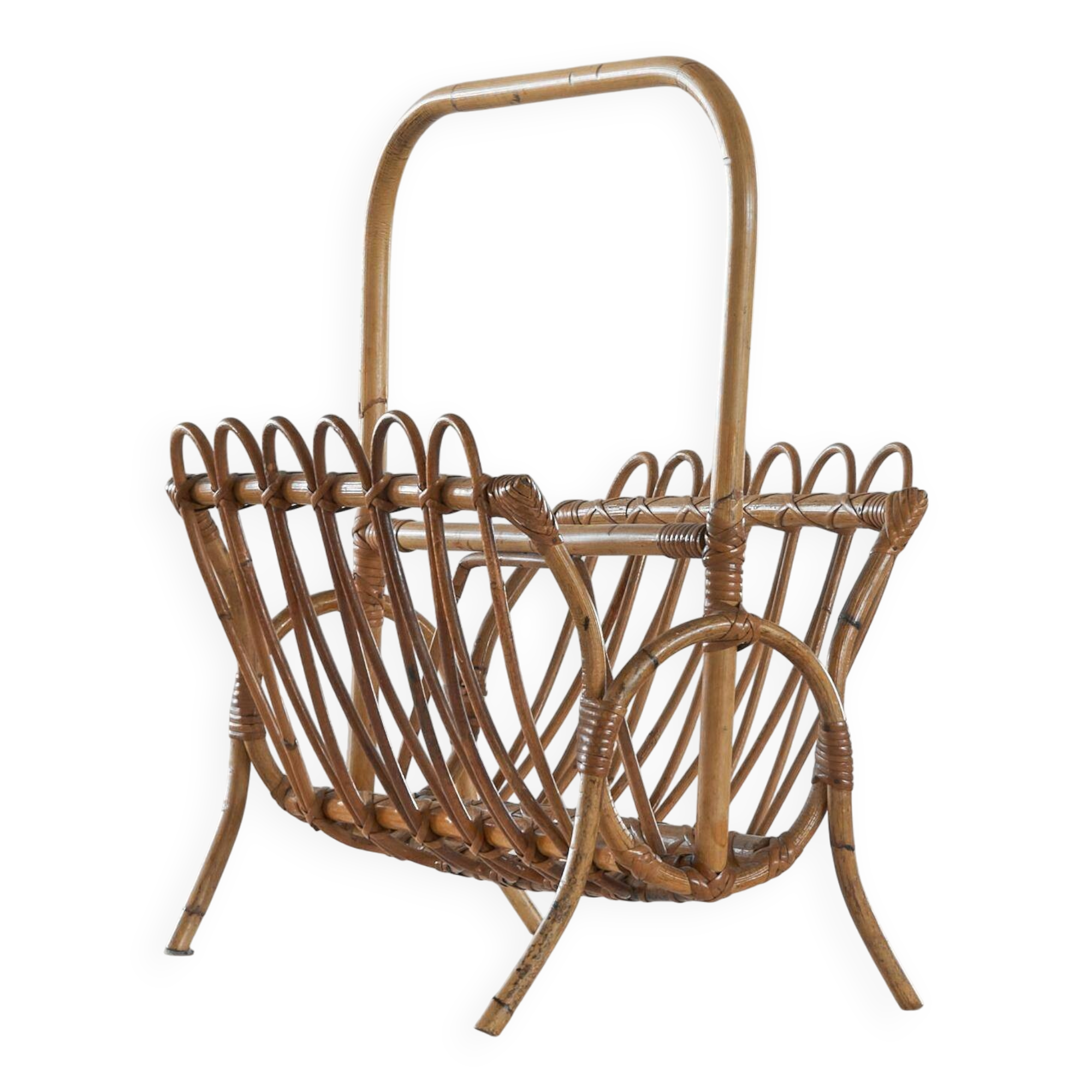 Bamboo magazine rack in mid-century 1960 style