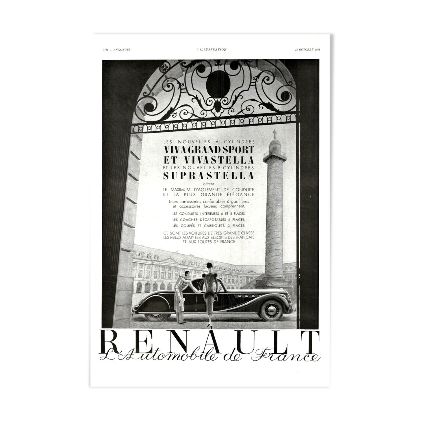 Vintage poster 30s Renault Automobiles