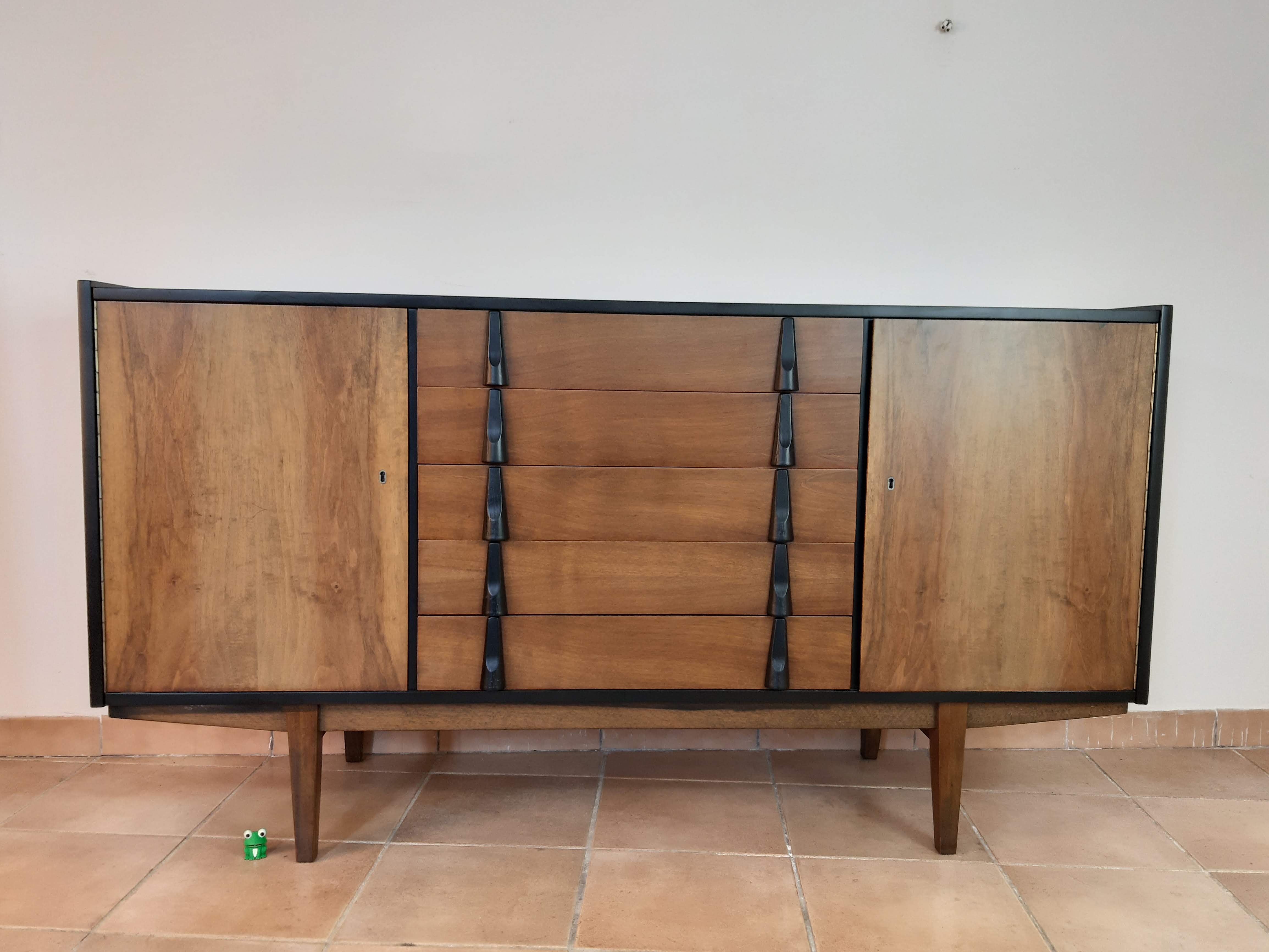 Walnut row renovated by Rajmund Teofil Halas Vintage Polish 1968