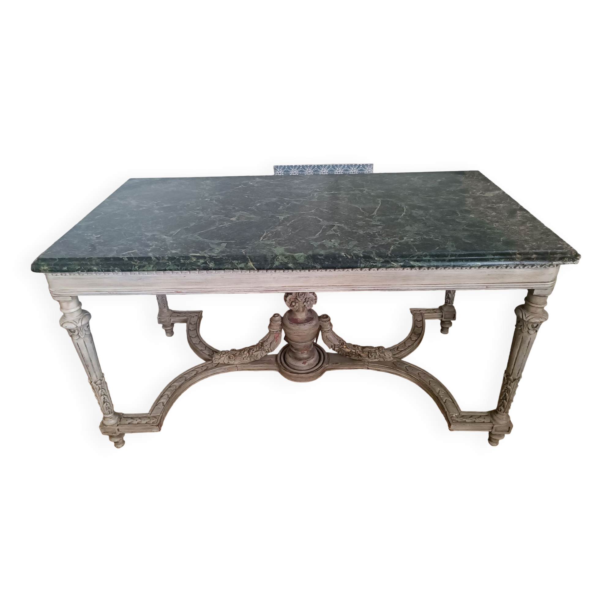 Table à gibier style louis xv - marbre vert