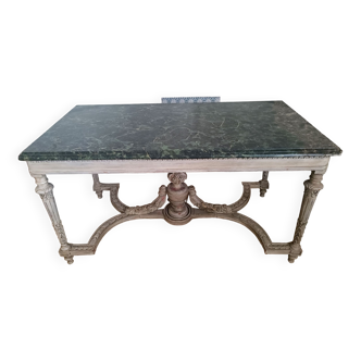 Louis xv style game table - green marble