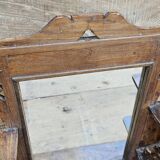 Antique mirror - Art Deco shelf in Burmese teak