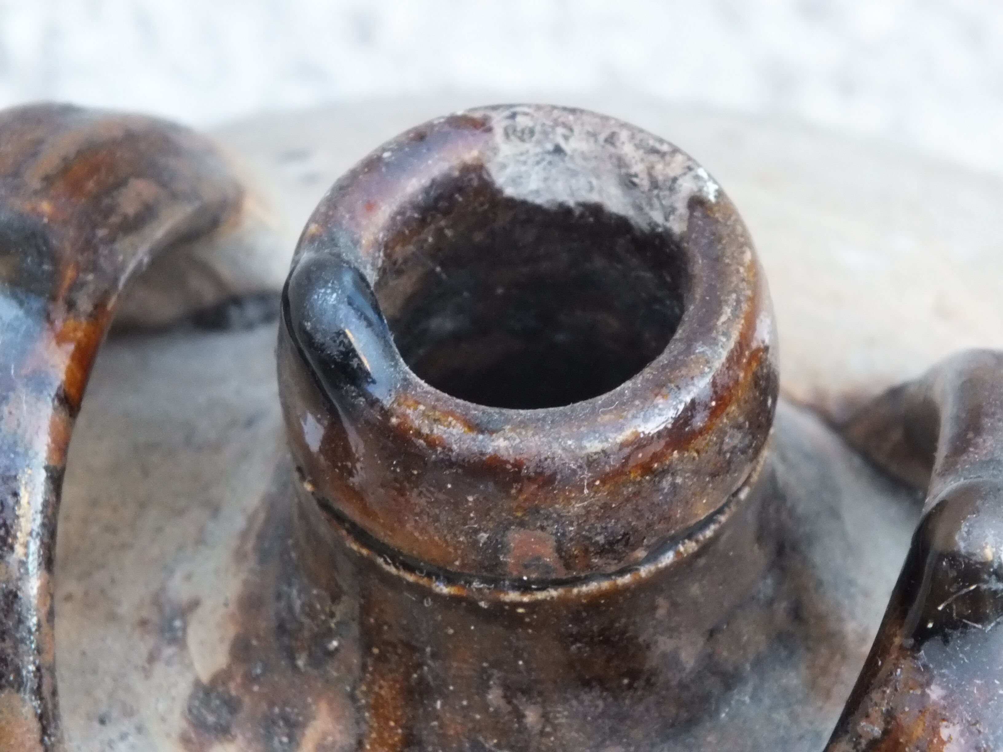 Glazed clay oil jar - ancient pottery