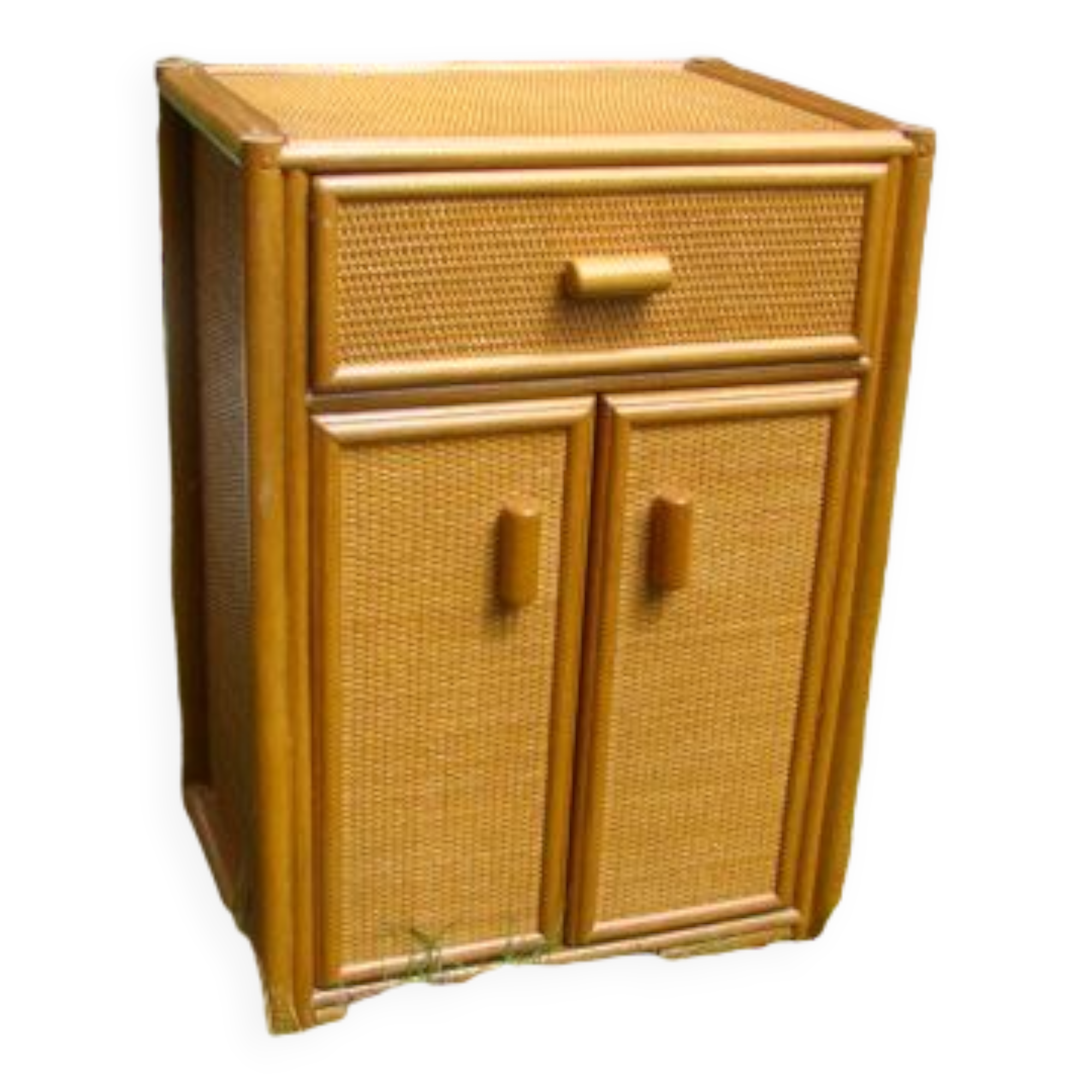 Vintage bedside furniture bamboo / rattan 70