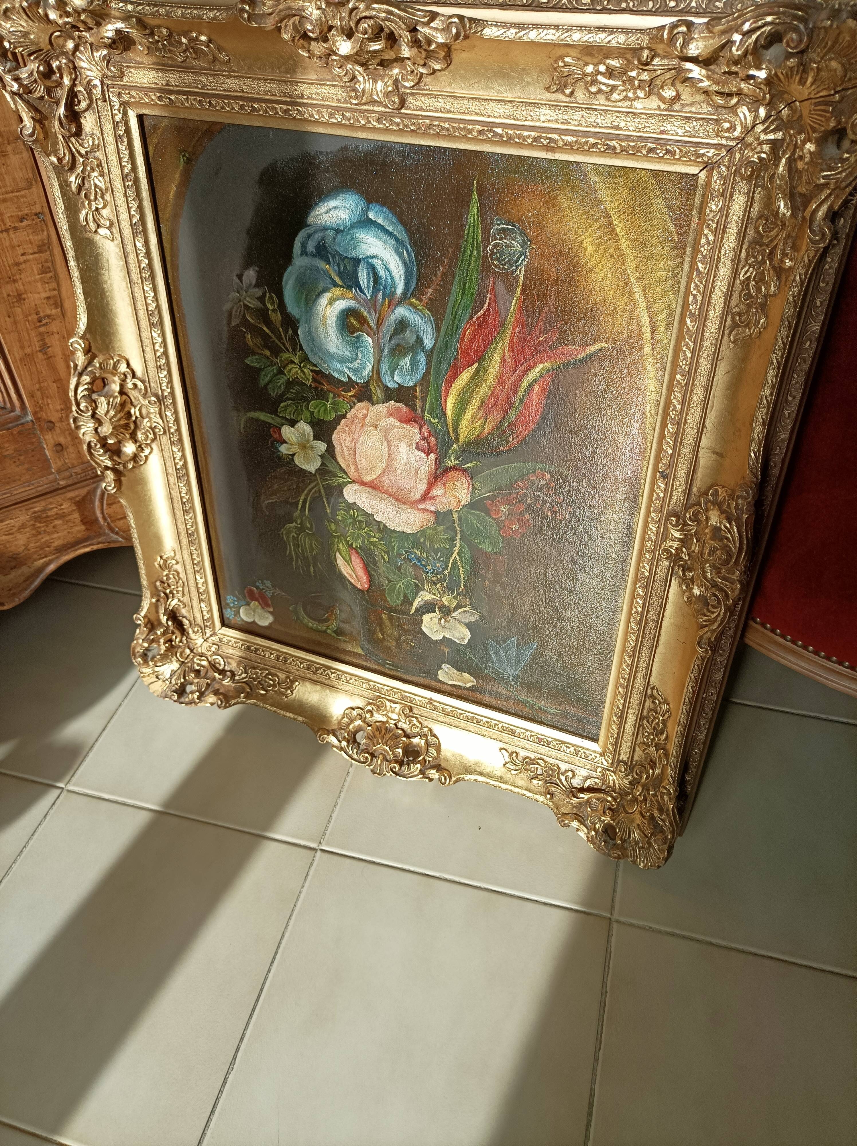 Oil painting on old canvas