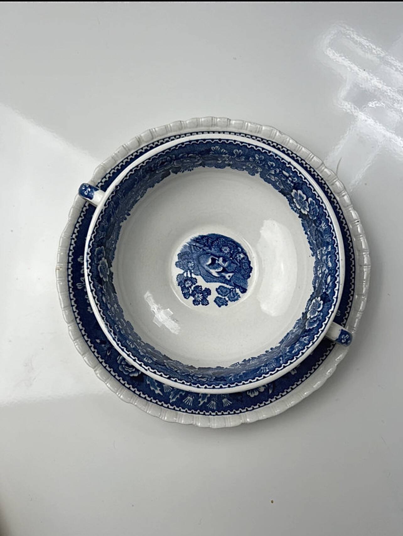 Adams English Scenic dish and bowl with handles