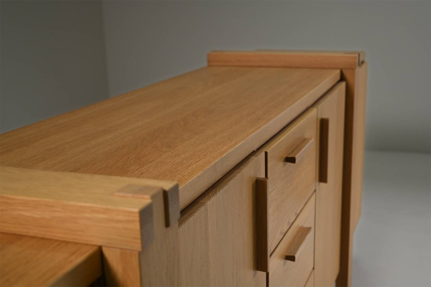 Large brustalist oak sideboard, Belgium.