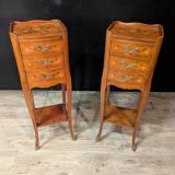 Pair of narrow louis xvi style bedside tables