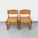 Pair of vintage sleigh chairs in beech wood and cane from the 70s