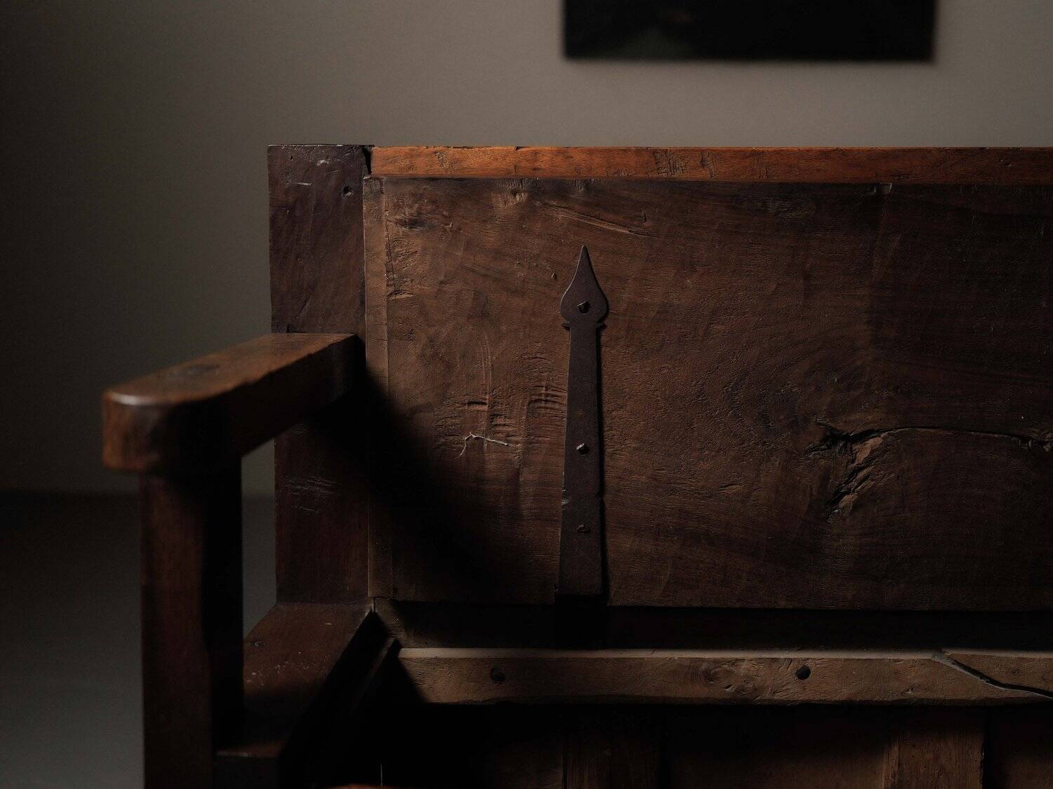 Carved solid wood bench-chest, 18th century