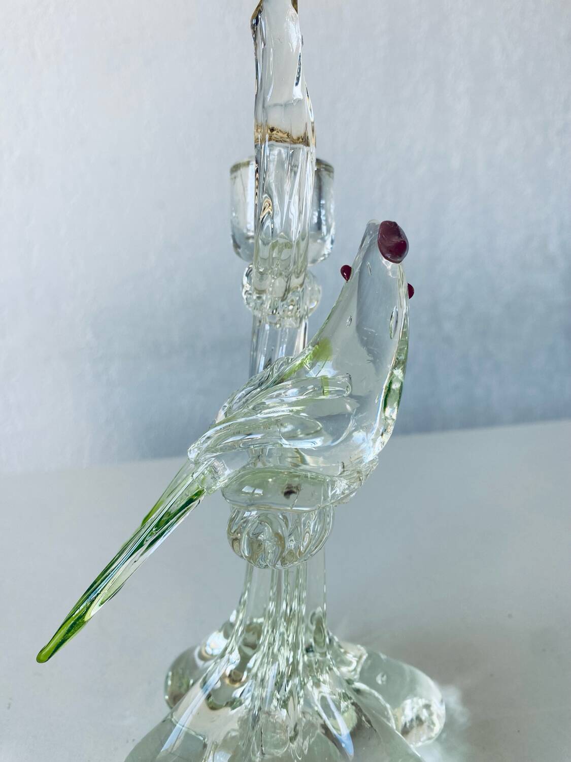 Glass bird candle holder