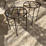 Set of 2 wrought iron garden stools/side tables