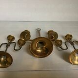Trio of brass candlesticks with tulip bases