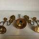 Trio of brass candlesticks with tulip bases
