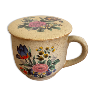 Tasse à thé avec couvercle décor pivoines coréenne