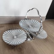 Vintage chrome-plated metal display stand for appetizers and petits fours