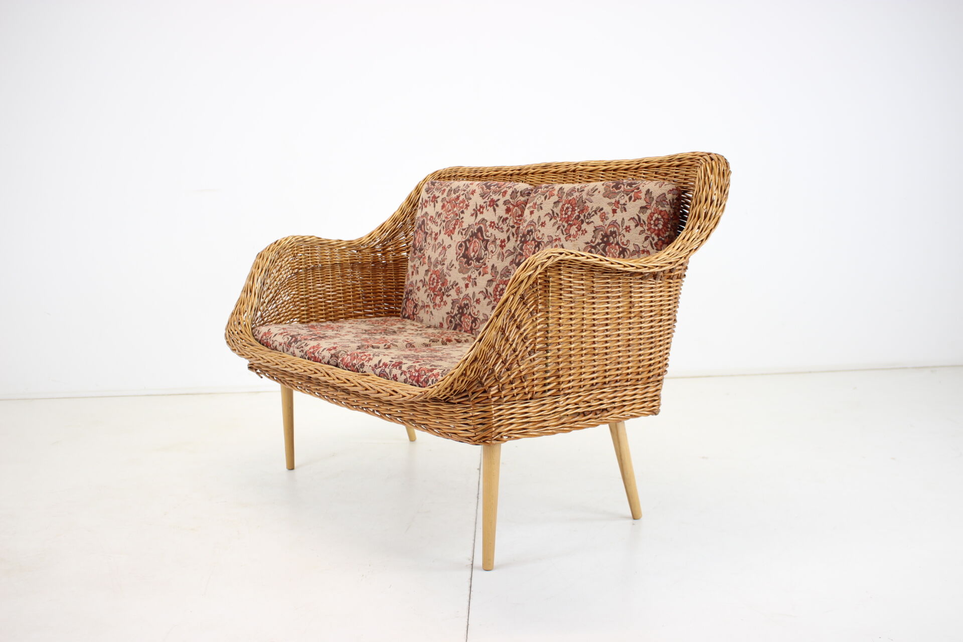 1970s Two-Seater Rattan Sofa by Uluv, Czechoslovakia