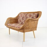 1970s Two-Seater Rattan Sofa by Uluv, Czechoslovakia