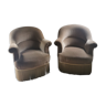 Pair of frozen brown toad armchairs