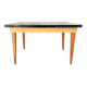 Beige French modernist extendable table, wooden legs, circa 1955.