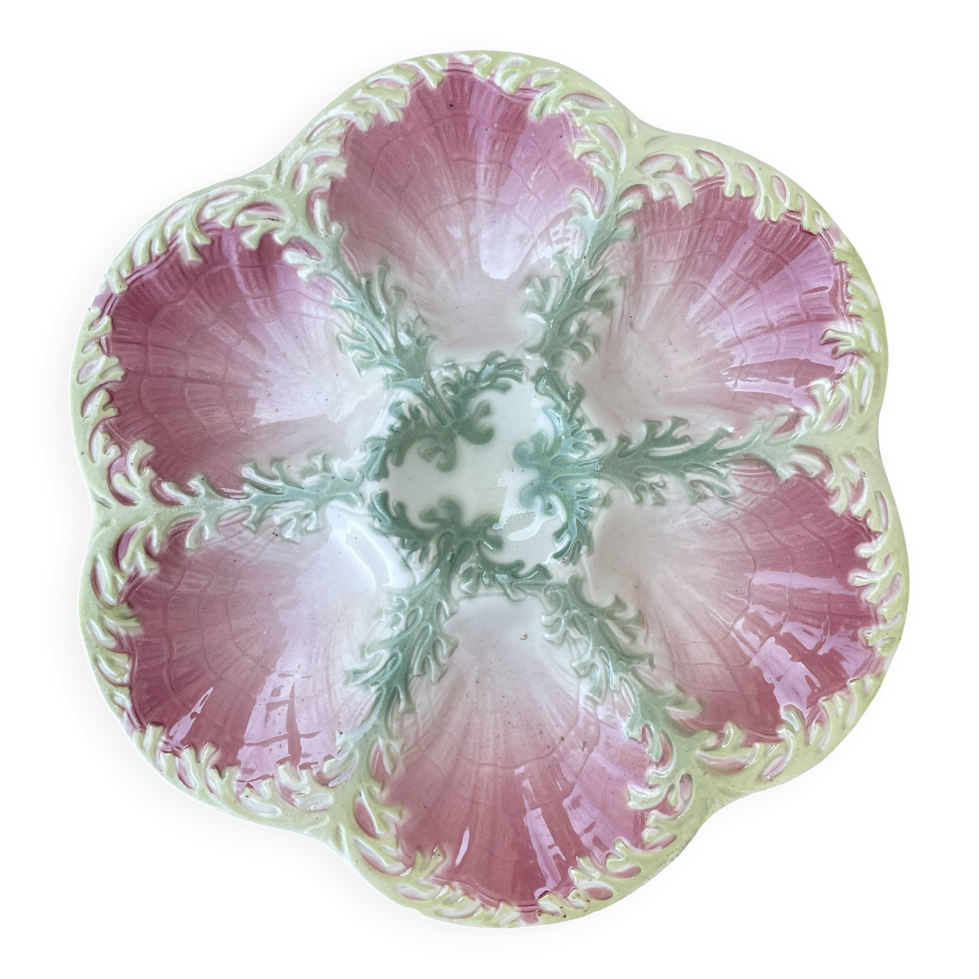 1 Kleber and Guerin oyster barbotine plate from St Clément