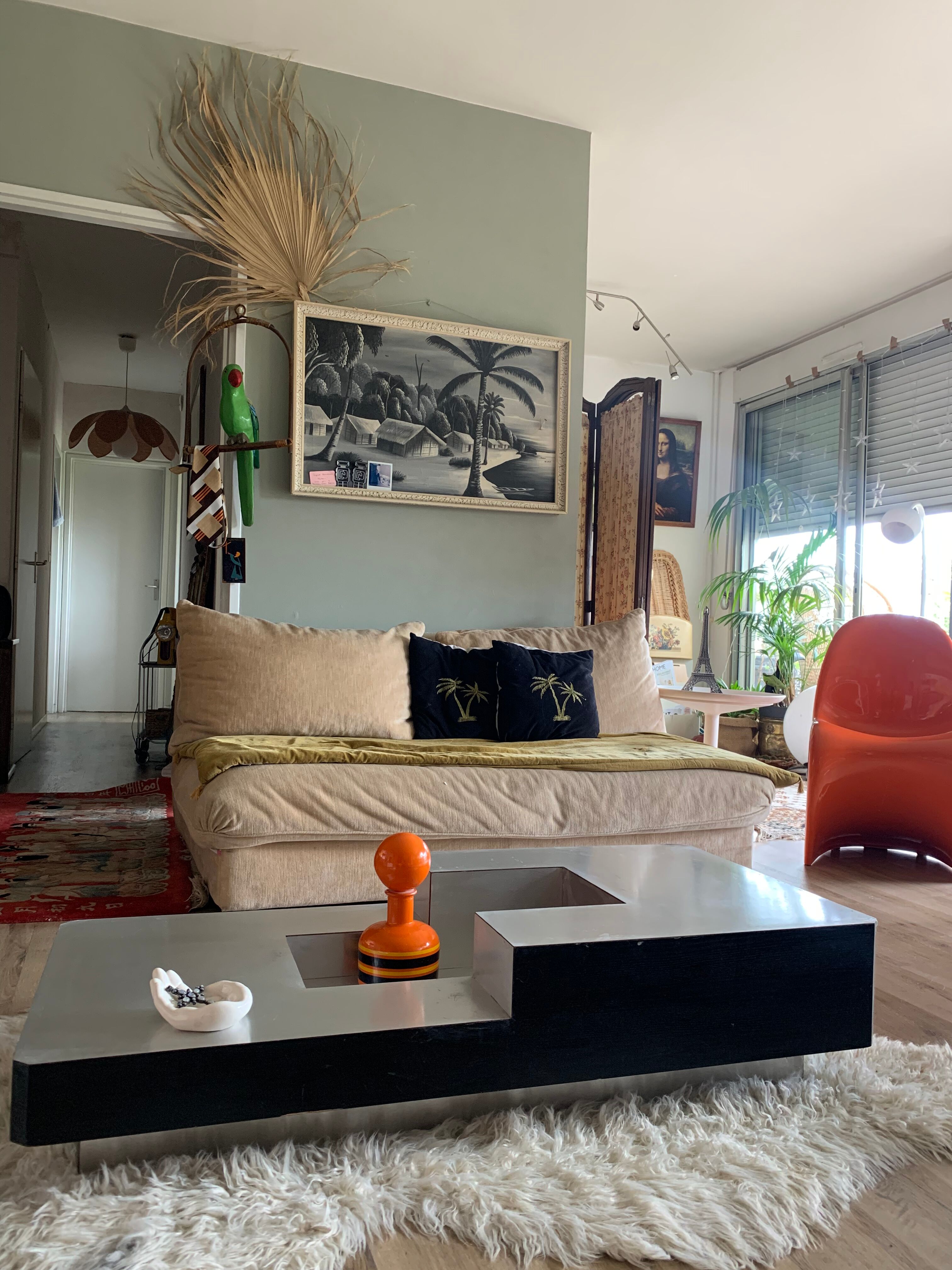 Table basse aluminium et bois